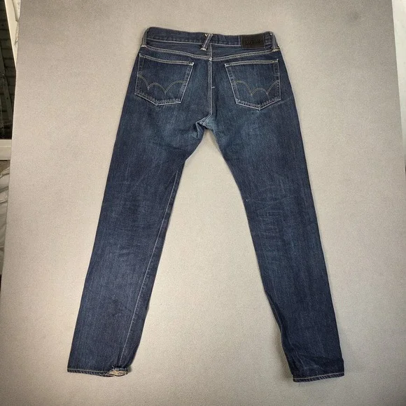 Edwin Jeans Mens 32x34 Blue Dark Wash ED-75 Mid Rise Tapered Japanese Denim - Picture 3 of 14